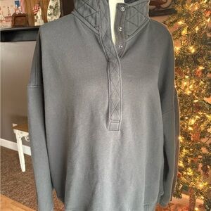 Aerie Dark Gray Quilted Button-Up Hoodie